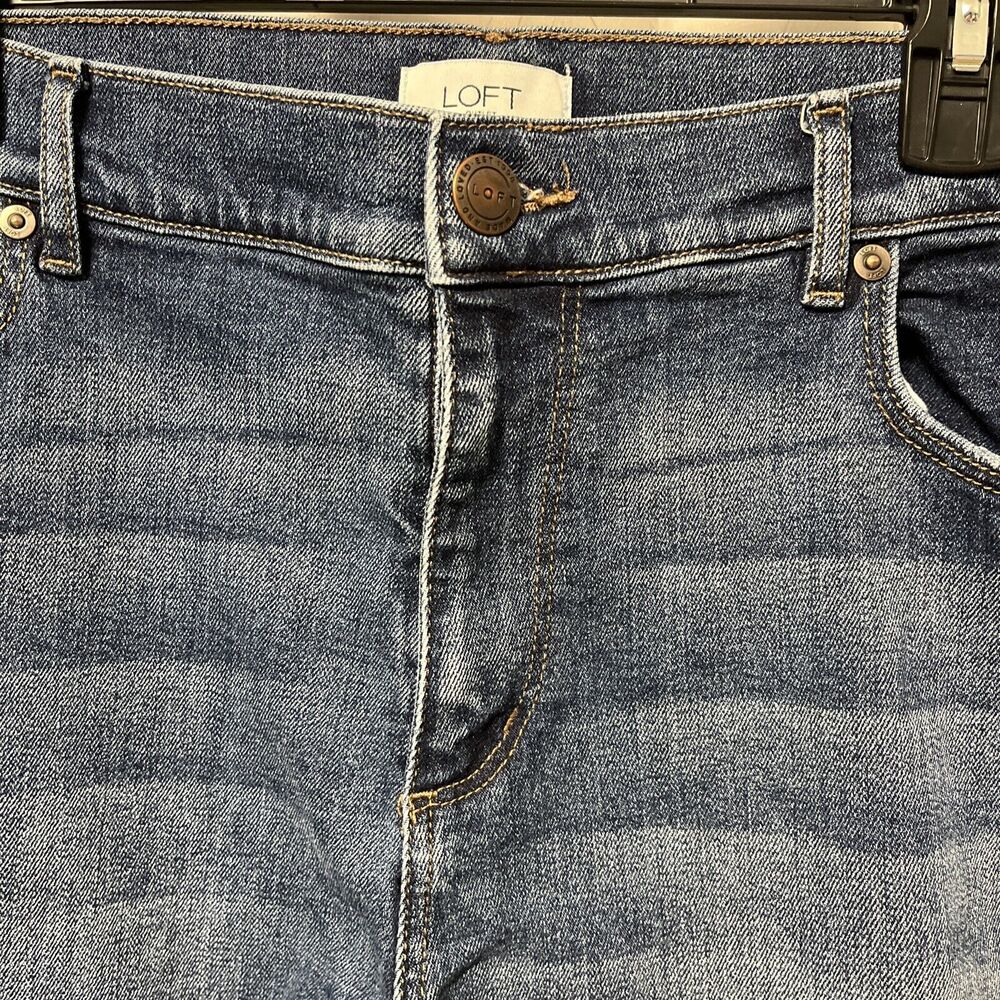 LOFT Skinny Ankle Crop Jeans Raw Hem Size 16 - Picture 3 of 8